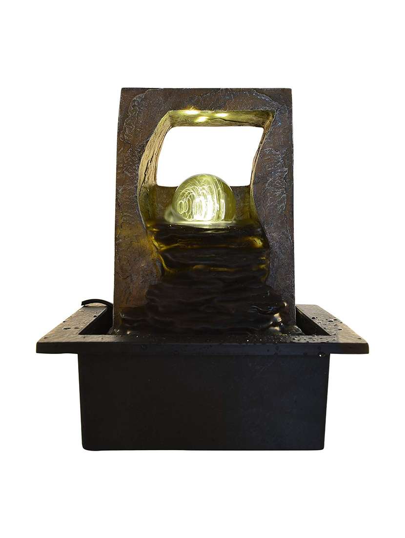  polyresin brown one step water fountain with adjustable speed control