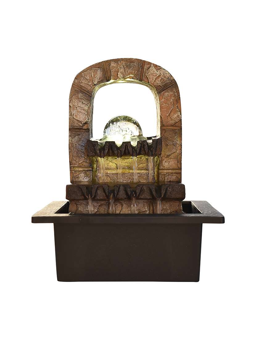  polyresin brown two step water fountain with adjustable speed control