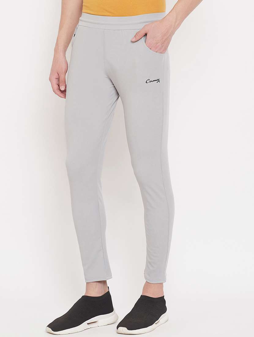 grey solid full length track pant - 17404063 -  Standard Image - 1