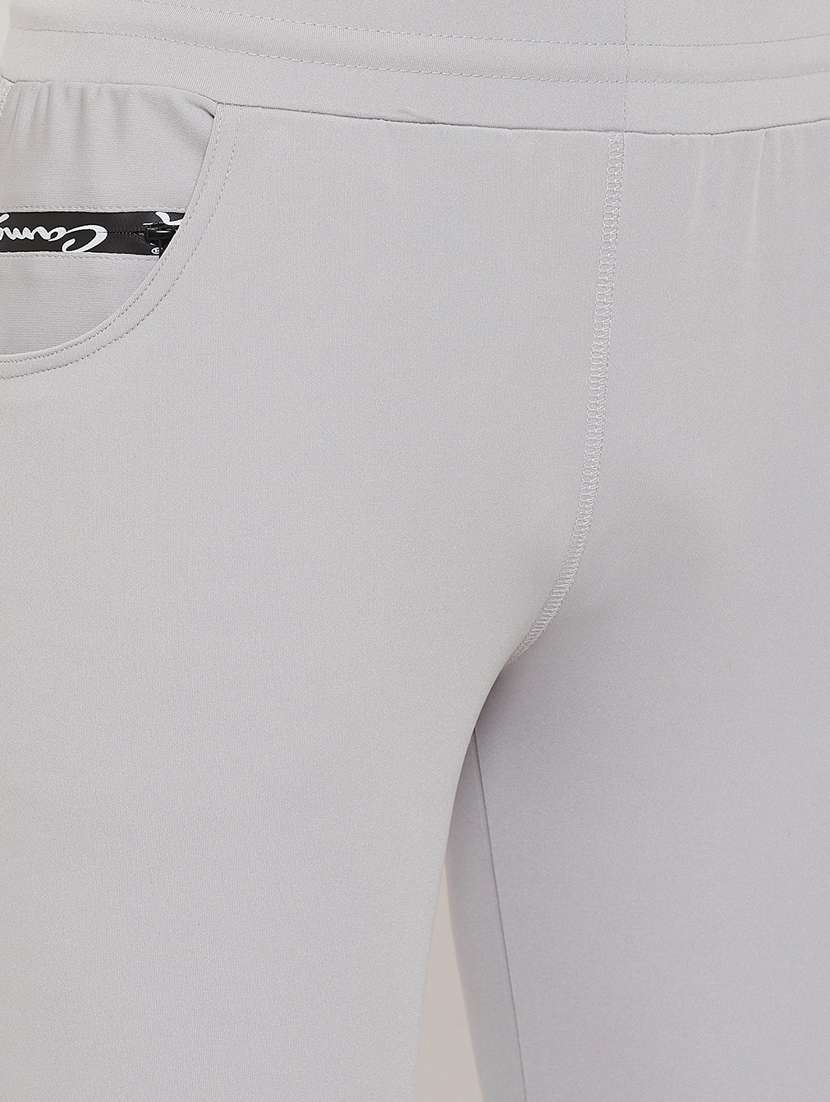 grey solid full length track pant - 17404063 -  Standard Image - 4