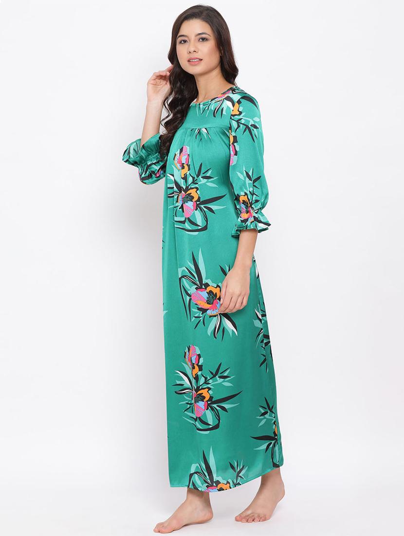 women green floral printed nighty - 17405570 -  Standard Image - 1