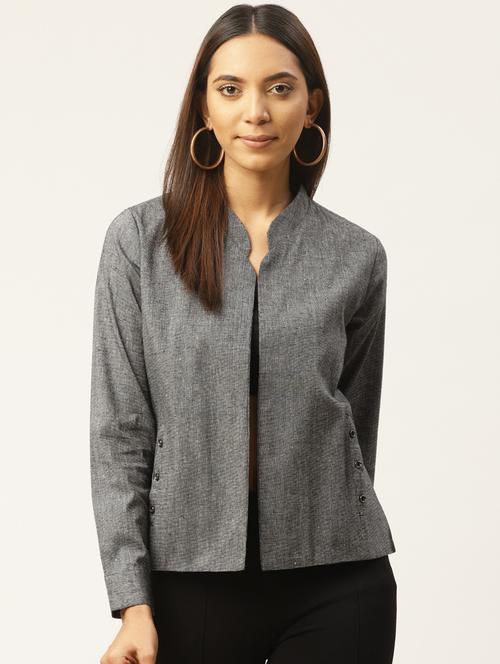 mandarin neck formal blazer - 17406027 - Standard Image - 0