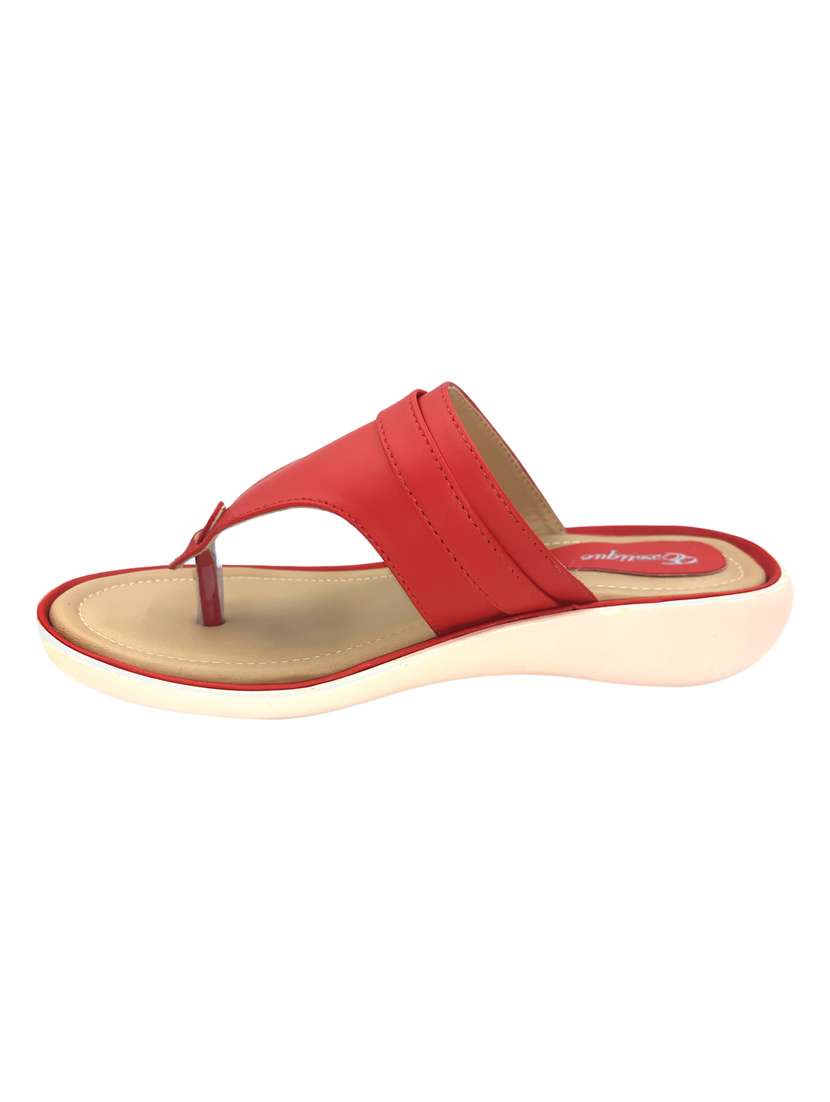 red leatherette open thong sandals - 17406053 -  Standard Image - 1