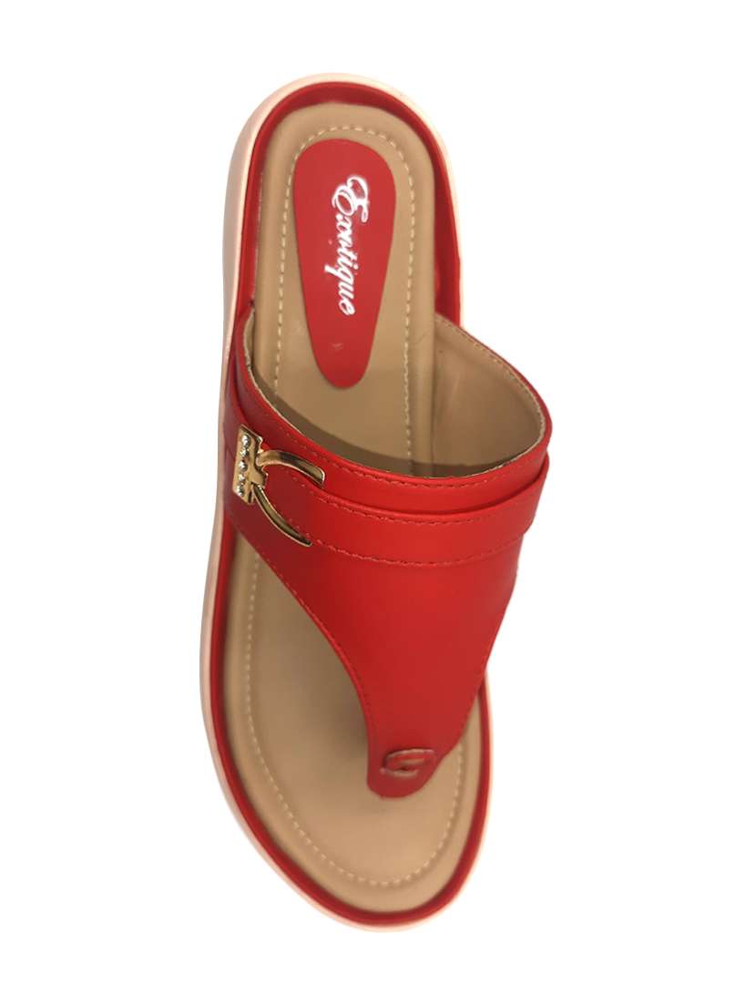 red leatherette open thong sandals - 17406053 -  Standard Image - 4