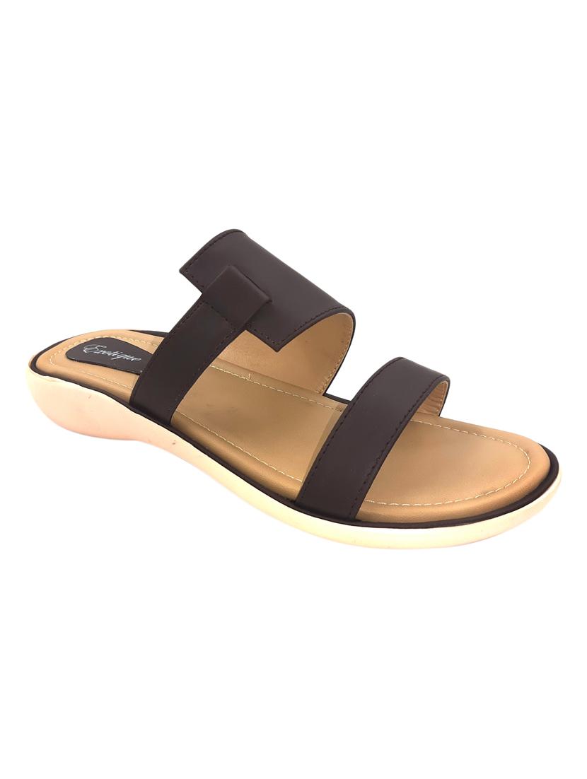 black leatherette slip on sandals - 17406056 - Standard Image - 1