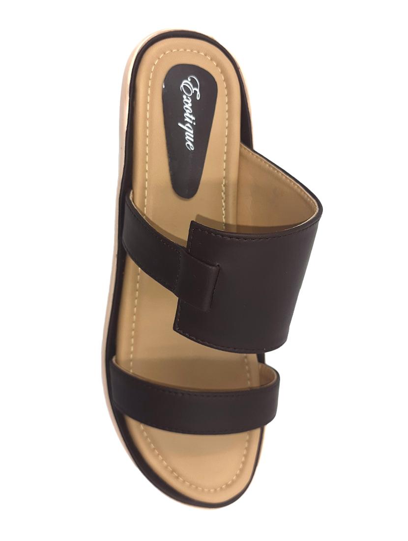 black leatherette slip on sandals - 17406056 - Standard Image - 4