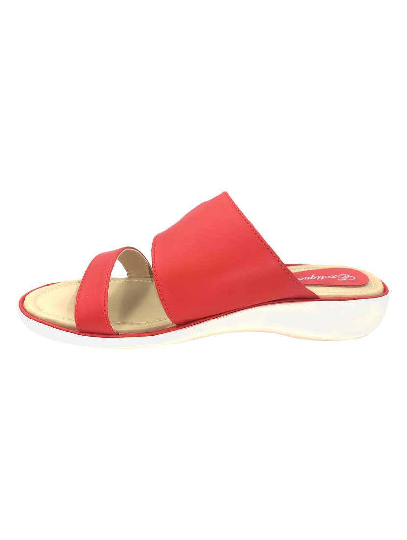 red leatherette slip on sandals - 17406057 -  Standard Image - 1