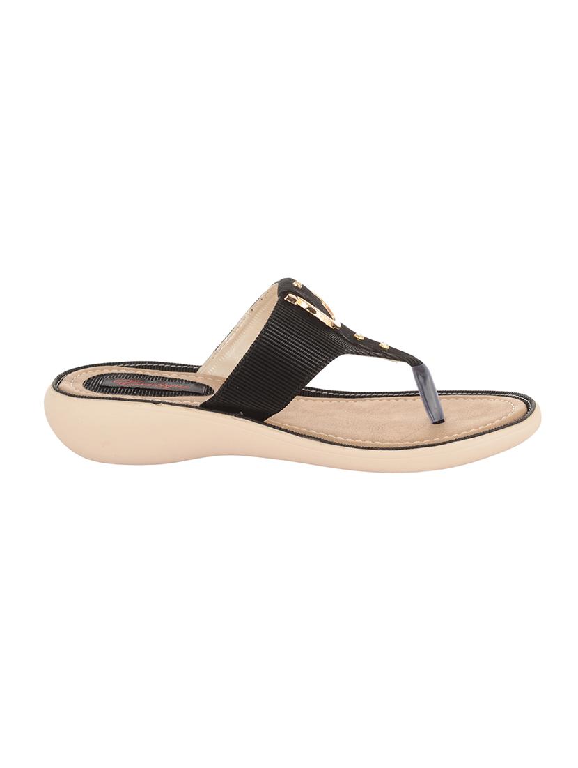 black leatherette slip on sandals - 17406868 - Standard Image - 1