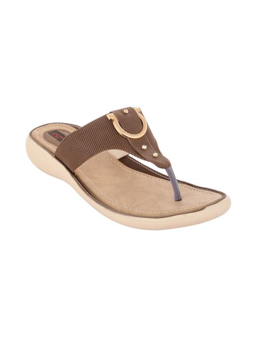brown leatherette slip on sandals - 17406869 -  Standard Image - 0