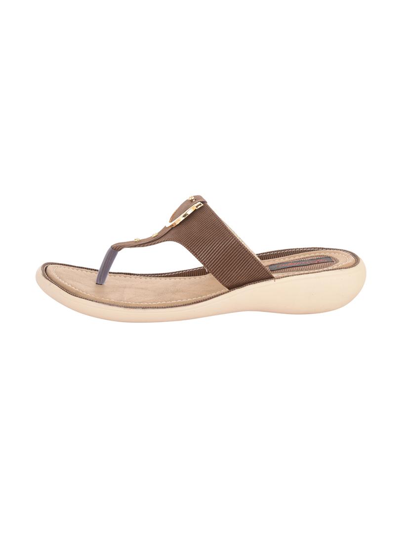 brown leatherette slip on sandals - 17406869 -  Standard Image - 1