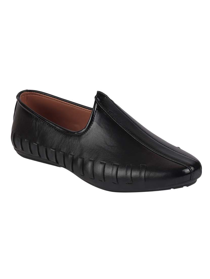black pu slip on mojaris