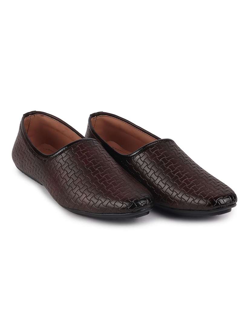 brown pu slip on mojaris