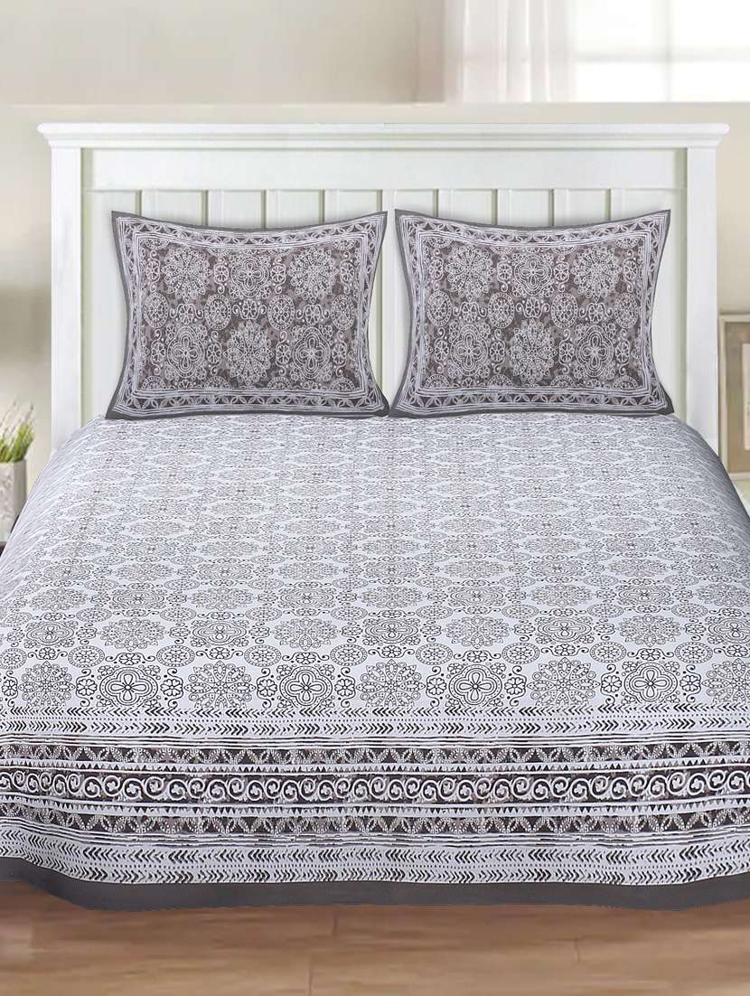 cotton jaipuri printed king size double bedsheet with 2 pillow cover