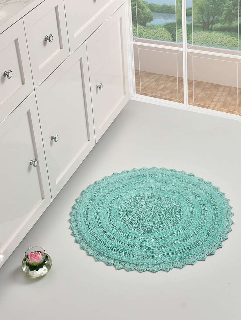 sheen decor reversible bloom bathmat collection, 24 inches round, mint