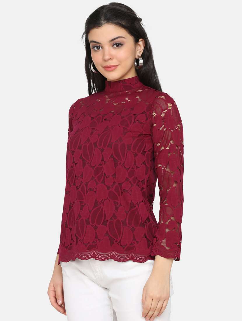 women's straight mock neck top