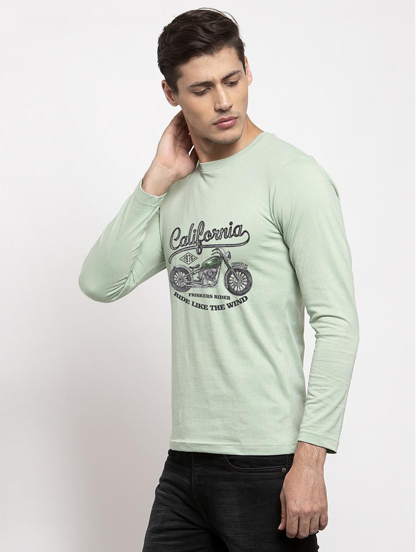 light green chest print t-shirt - 17411538 - Standard Image - 1