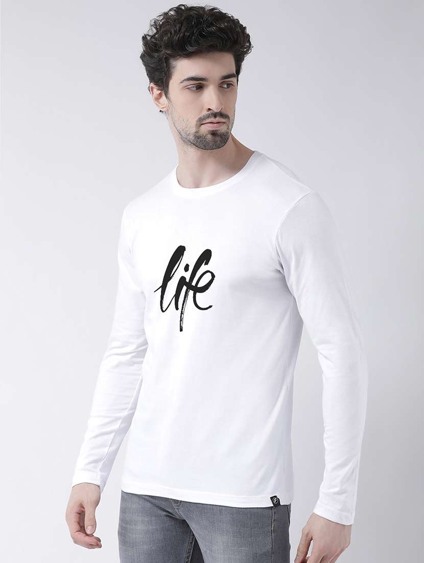 white chest print t-shirt - 17411545 - Standard Image - 1