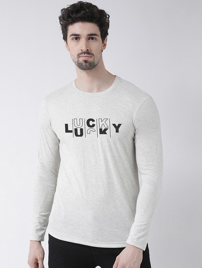 grey chest print t-shirt - 17411566 -  Zoom Image - 0