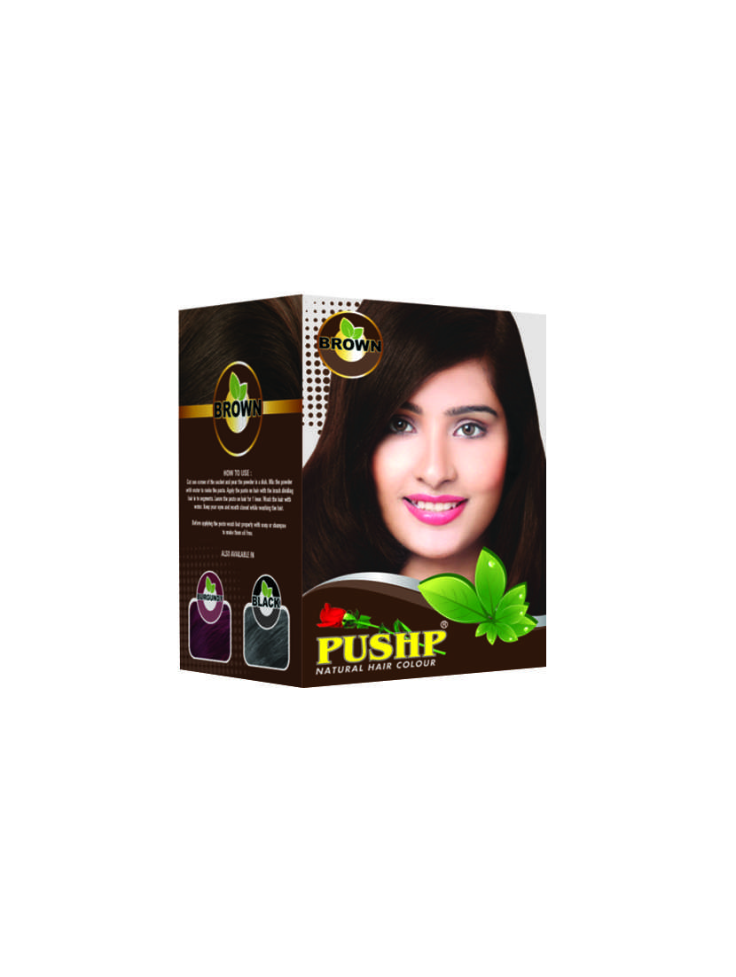 pushp henna natural hair colour brown 10gm each (pack of 10)