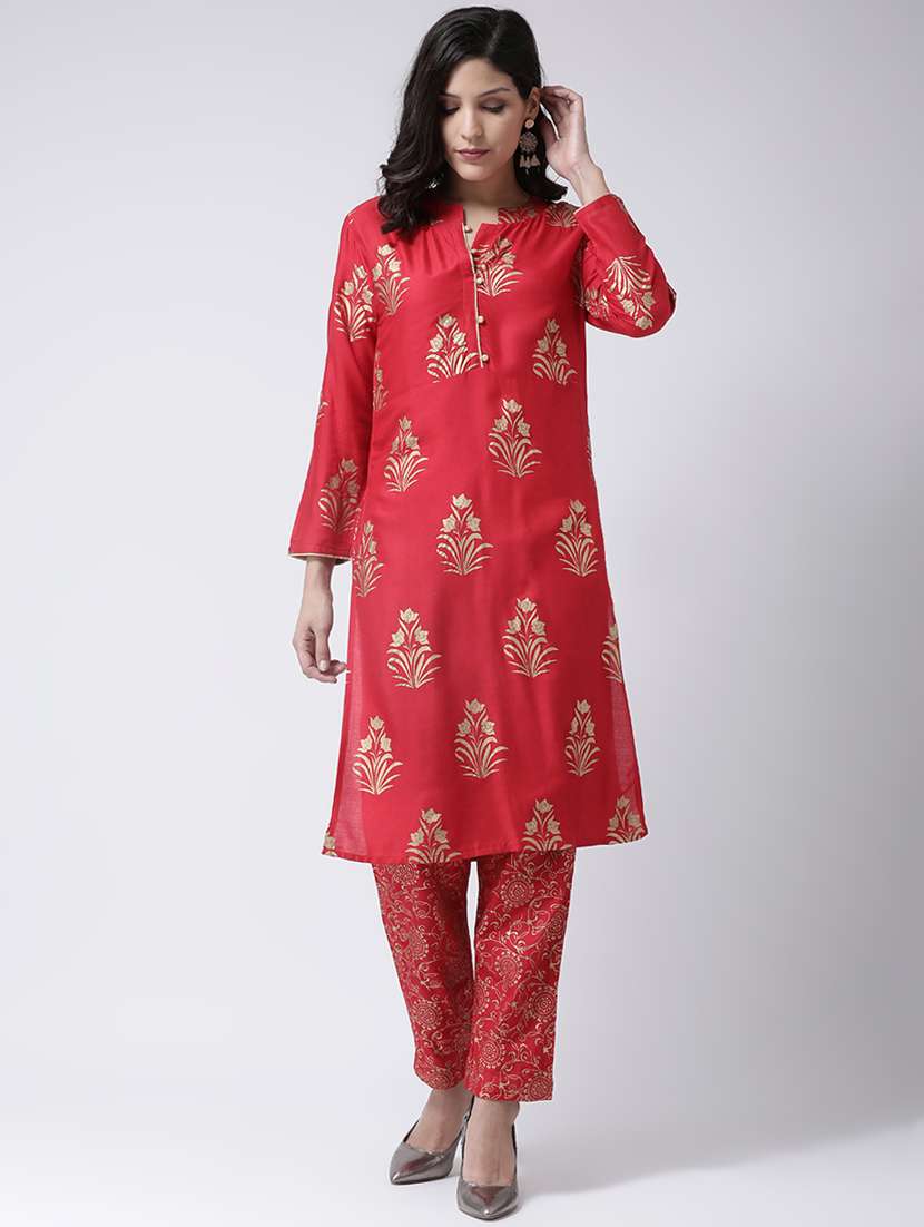 foil print kurta pant set