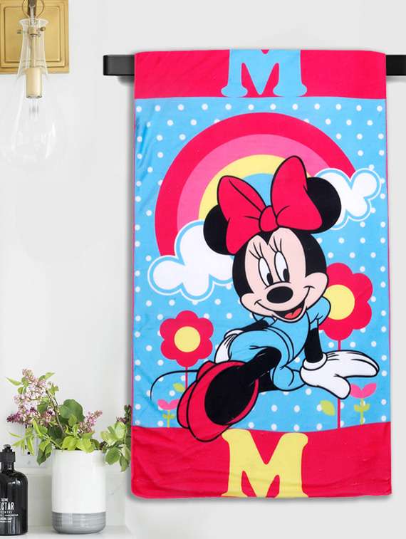  minnie microfiber printed bath towel for kids 