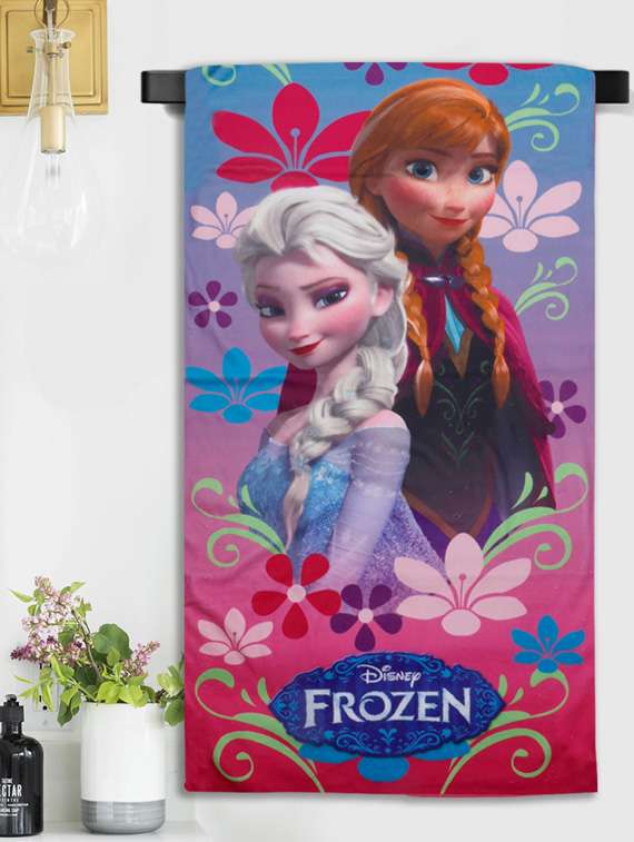  frozen pink microfiber printed bath towel for kids  