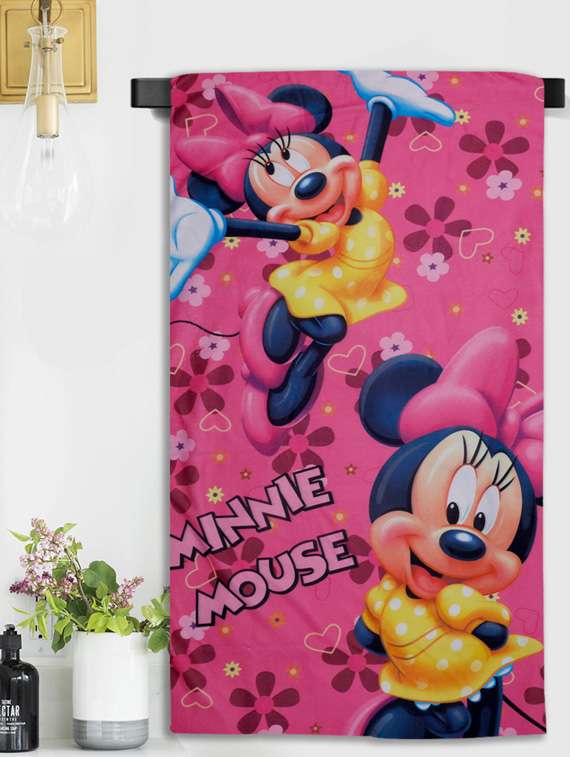  minnie mouse microfiber printed bath towel for kids  