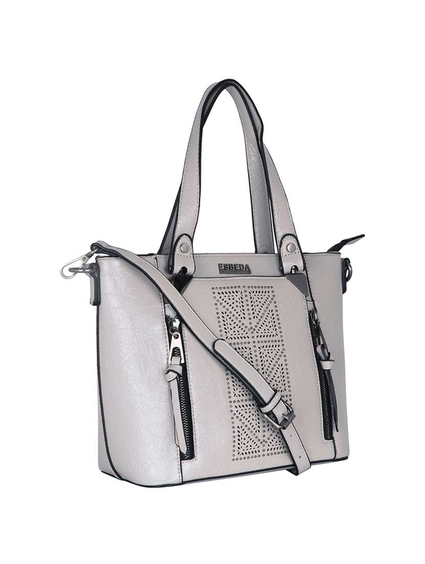white leatherette handbag - 17415194 - Standard Image - 4