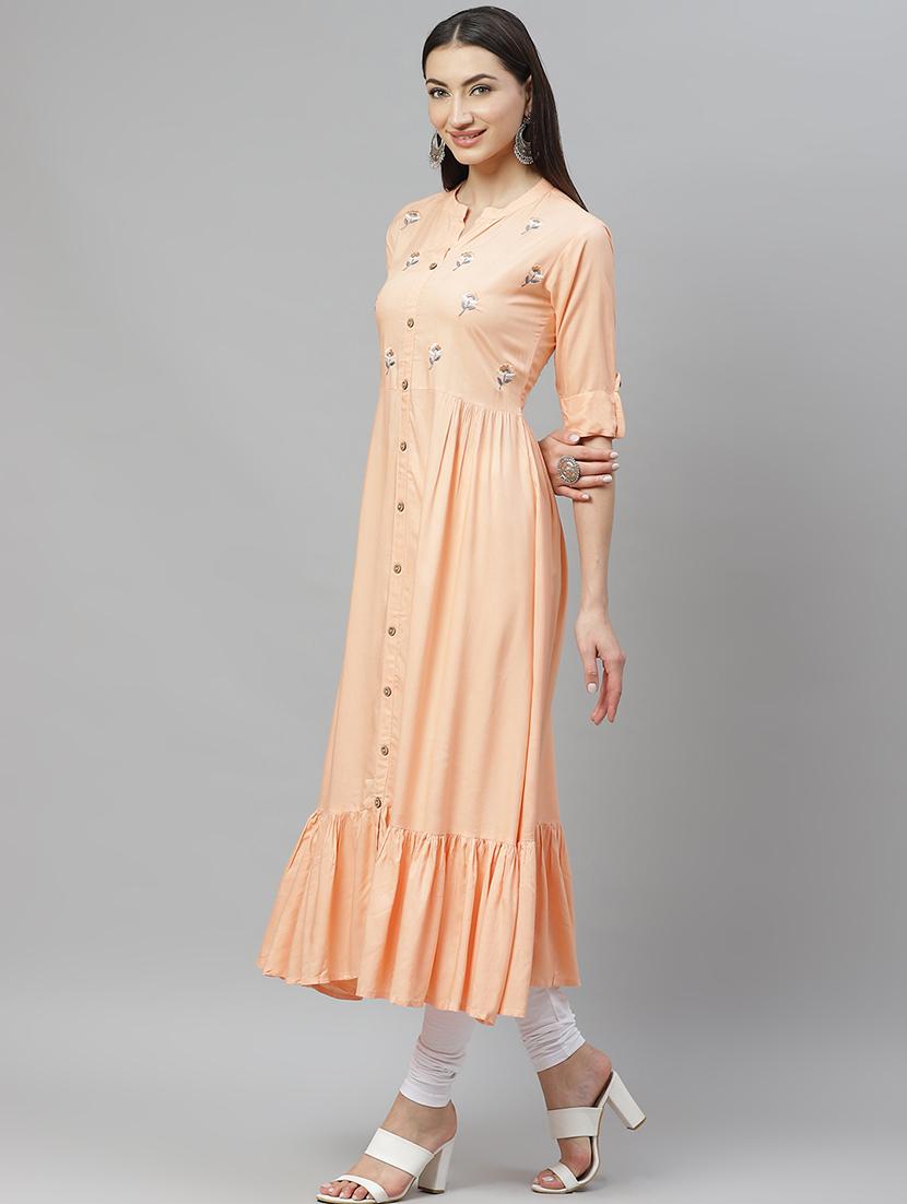 embroidered tiered flare kurta - 17415344 - Standard Image - 1