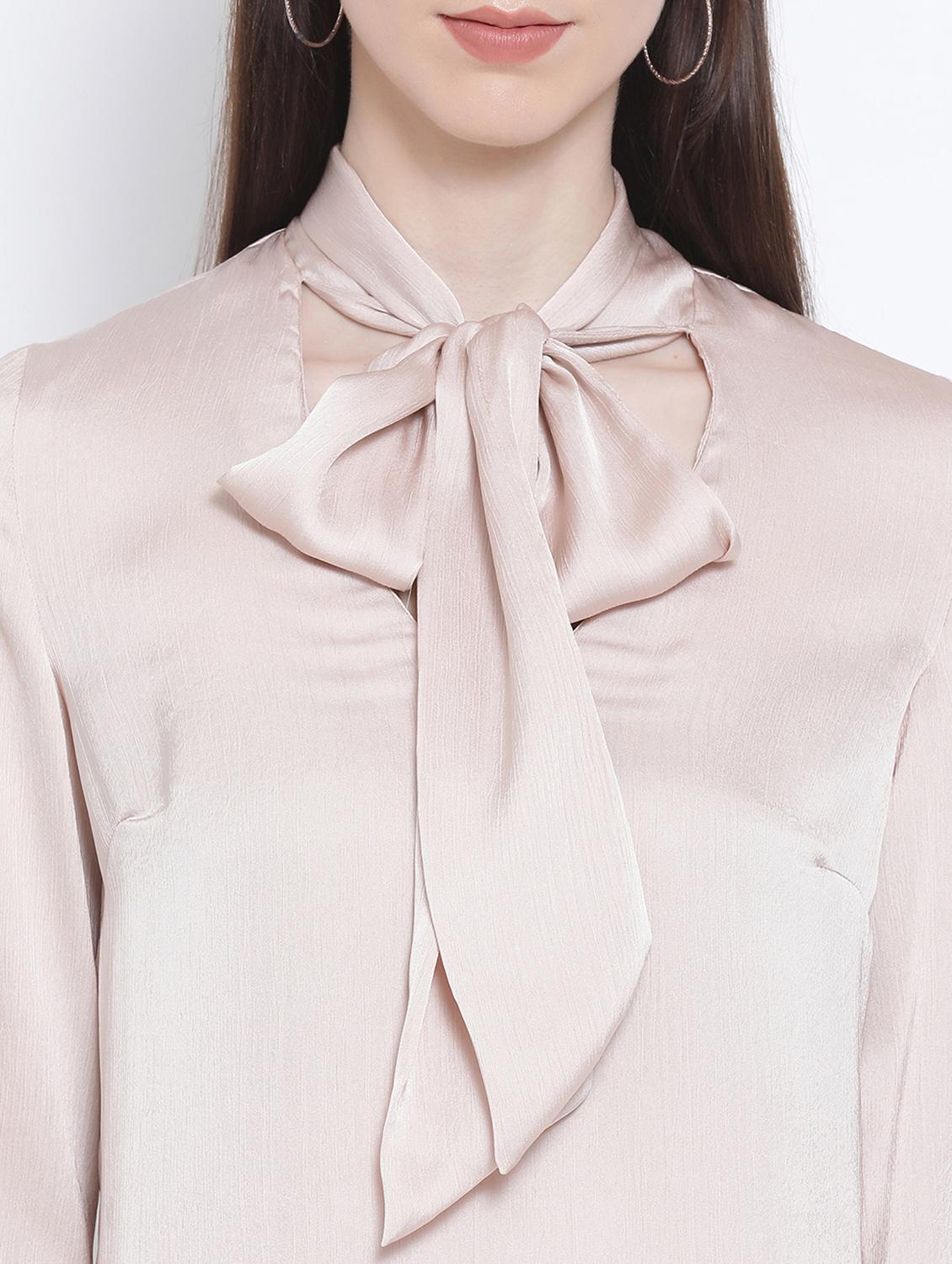 women's a line tie-up neck top - 17415513 - Standard Image - 4