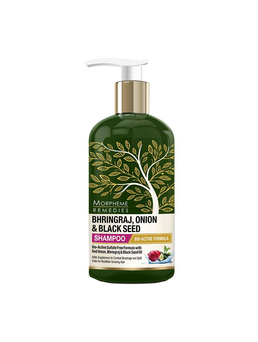 morpheme remedies bhringraj, onion & black seed hair shampoo + bhringraj, onion & black seed conditioner (300ml each)