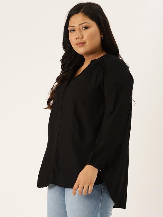 women's a line mandarin neck top - 17416823 -  Standard Image - 1