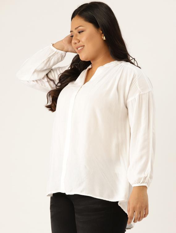 women's straight mandarin neck top - 17416826 - Standard Image - 1