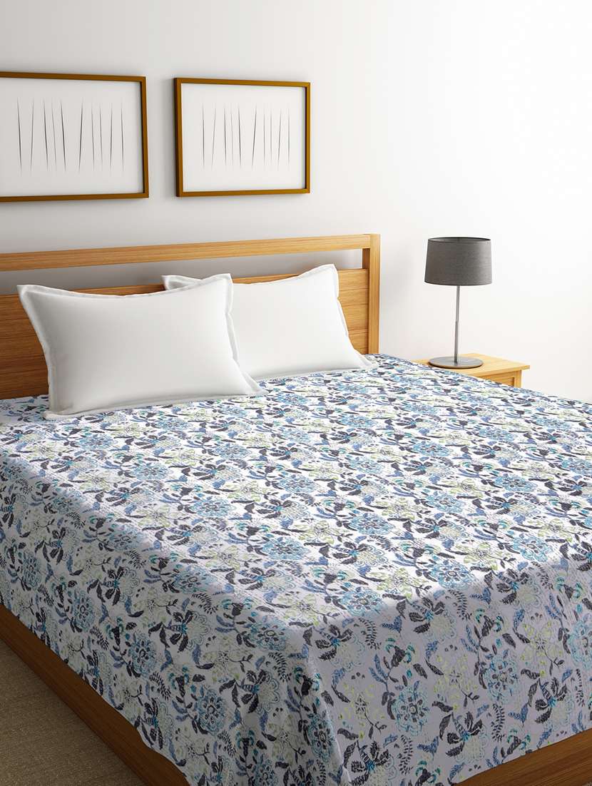  floral design jaipuri kantha double bed cover