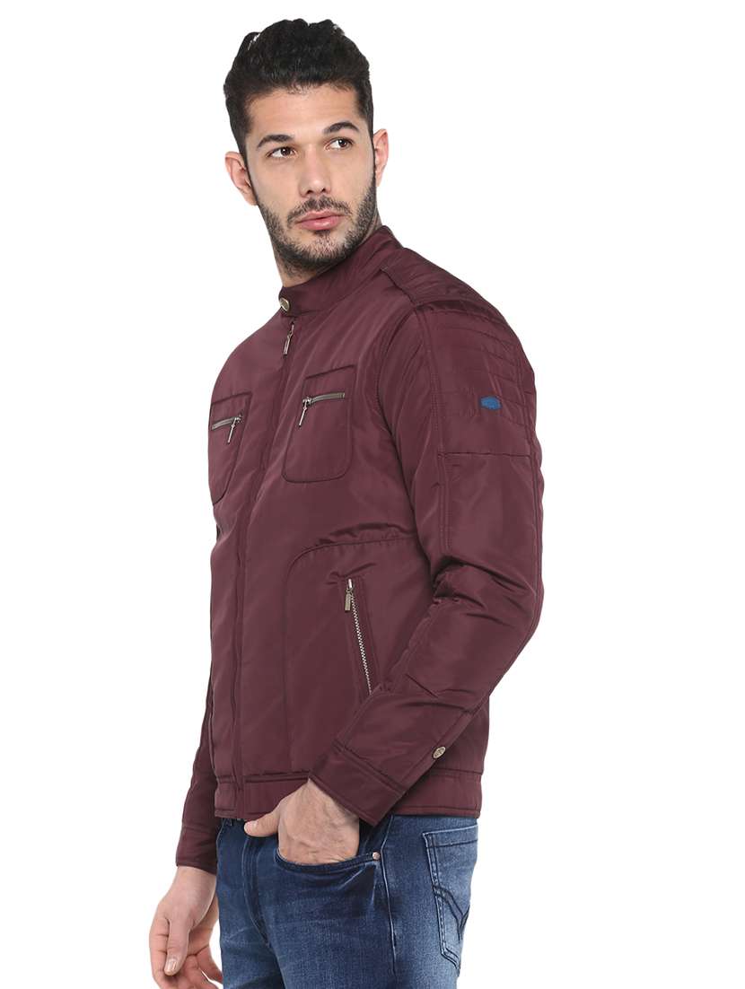 maroon solid casual jacket - 17417479 -  Standard Image - 1