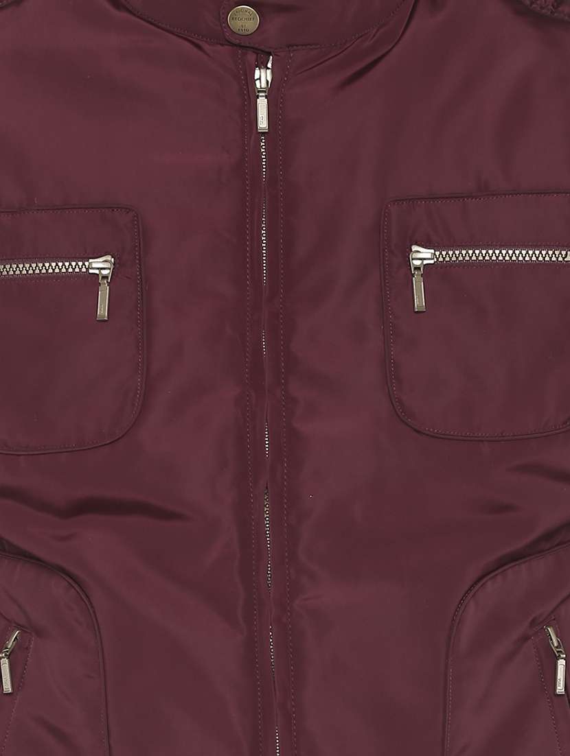 maroon solid casual jacket - 17417479 -  Standard Image - 4