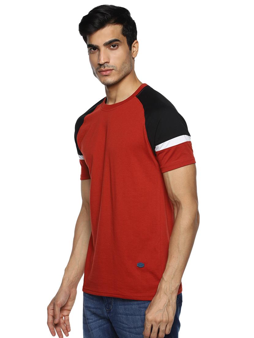 red color block raglan t-shirt - 17417528 -  Standard Image - 1