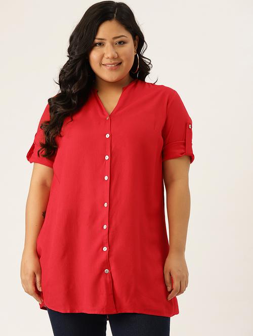 women plus size solid shirt - 17418056 - Standard Image - 0