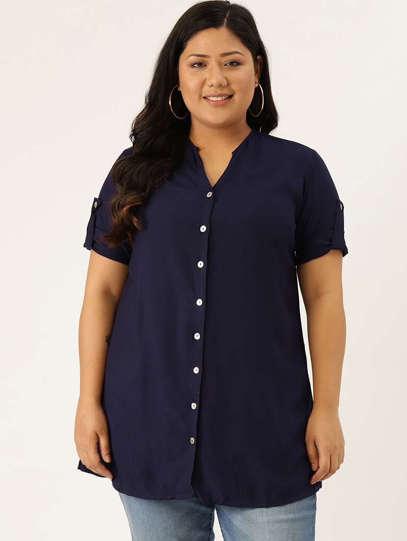 mandarin neck plus shirt  - 17418059 -  Zoom Image - 0