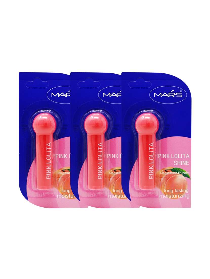 pack of 3 mars pink lolita shine lip balm (mk033-2), 4.5g, 