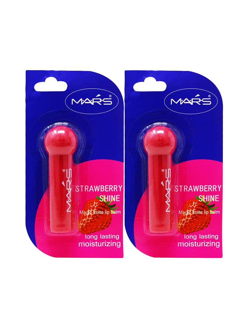  pack of 2 mars strawberry shine lip balm (mk033-2), 4.5g,