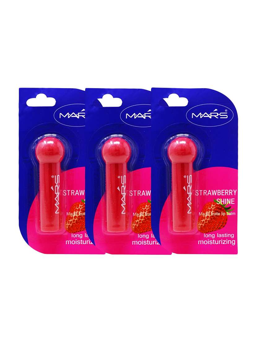 pack of 3 mars strawberry shine lip balm (mk033-2), 4.5g, 
