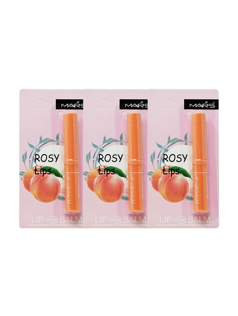 pack of 3 mars rosy lips peach lip balm (mk033-4), 4.5g 