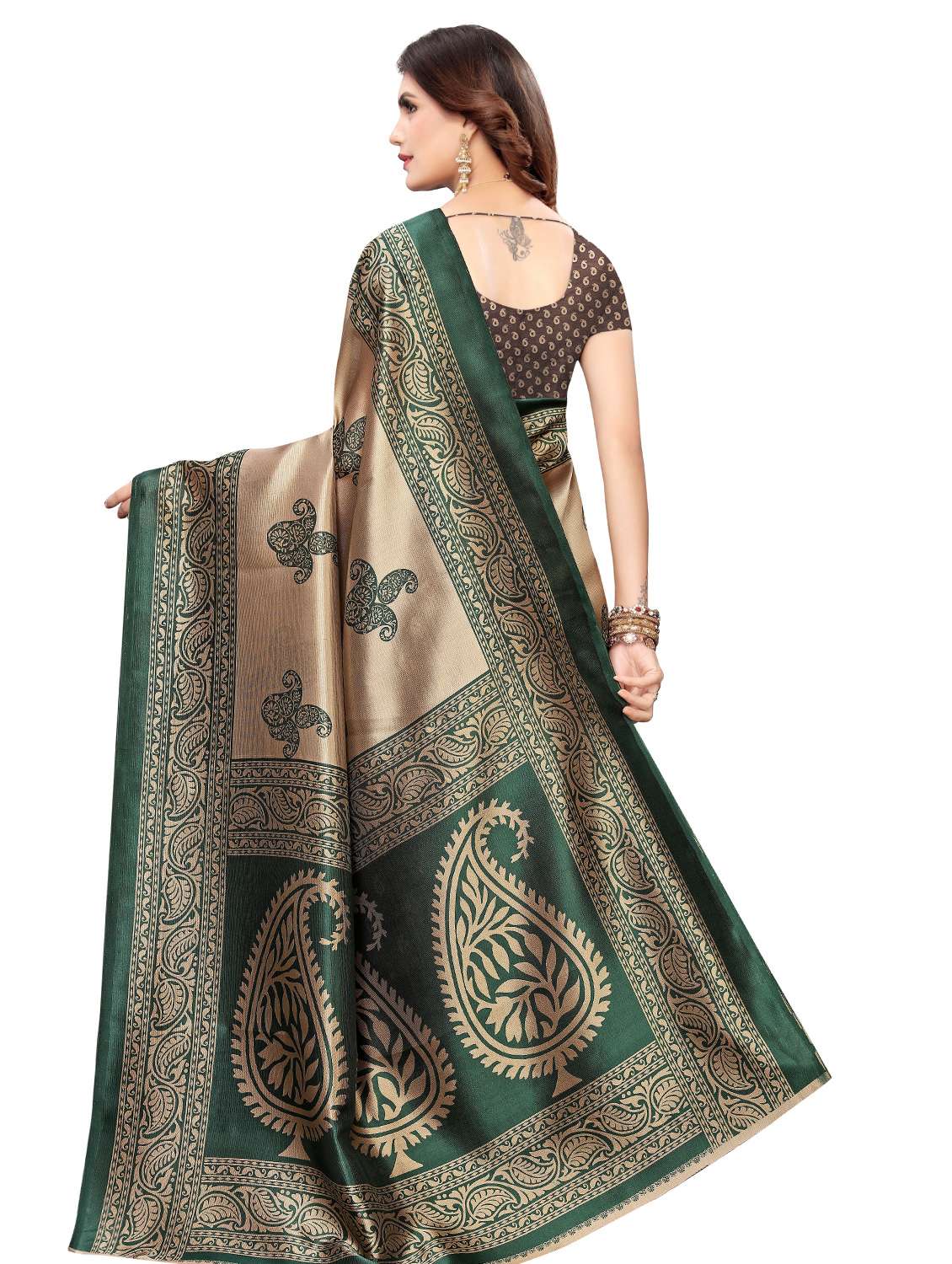 paisley half & half saree with blouse - 17418451 - Standard Image - 1