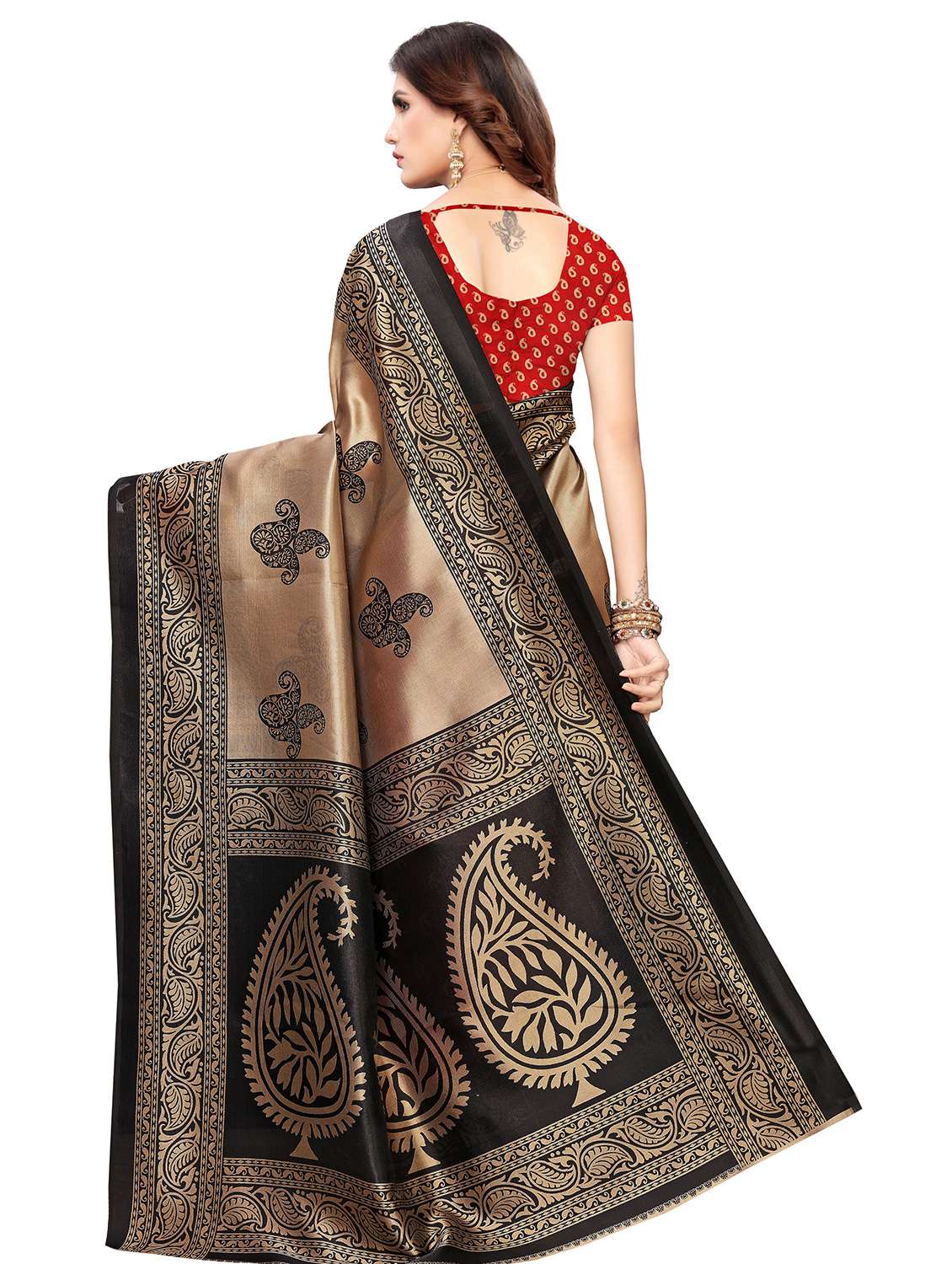 women's paisley multi colored saree with blouse - 17418454 -  Standard Image - 1
