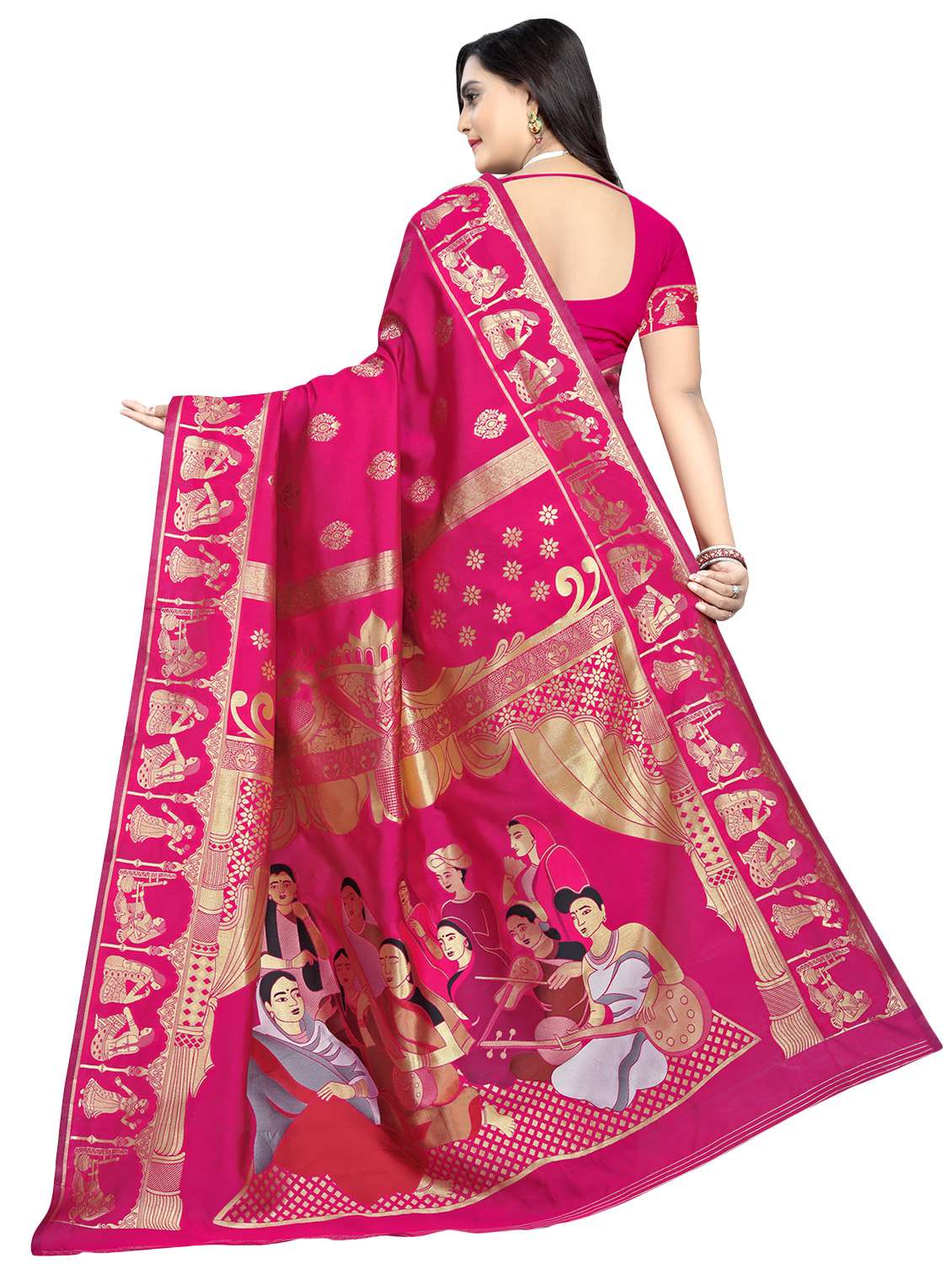 magenta banarasi saree with blouse - 17418468 -  Standard Image - 1