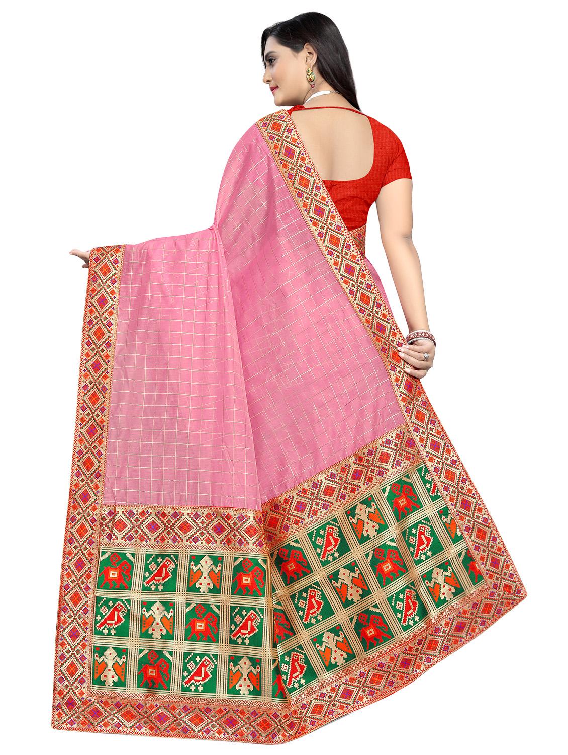 solid bordered saree with blouse - 17418471 -  Standard Image - 1