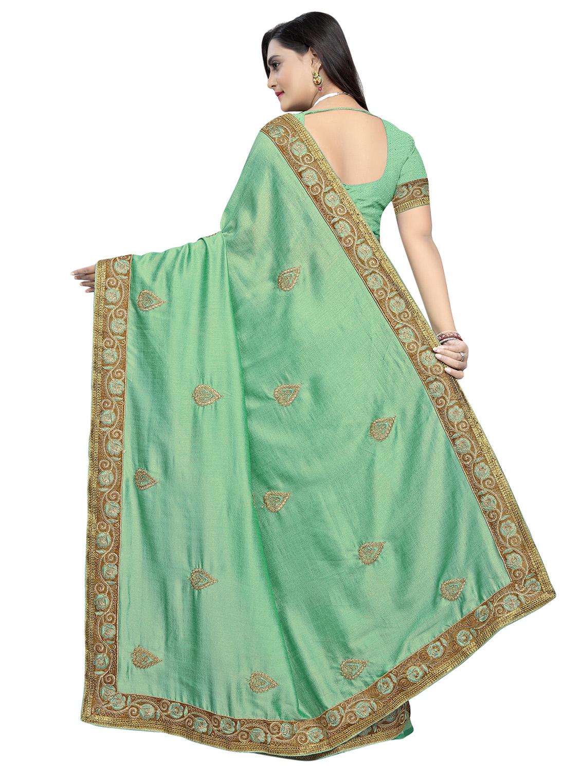 olive embroidered saree with blouse - 17418477 - Standard Image - 1