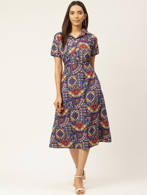 women shirt printed short sleeve dress - 17418501 - Standard Image - 0