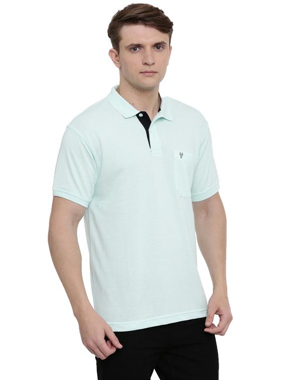 light blue solid polo t-shirt - 17420166 -  Standard Image - 1